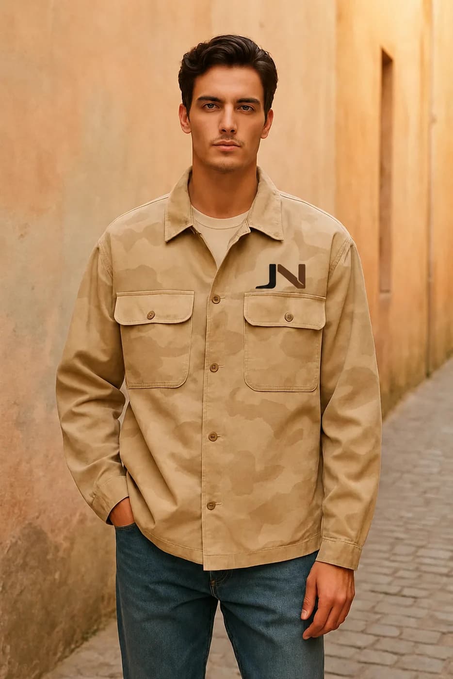 Loose Fit Camo Print jacket from the Jackets & Coats edit.