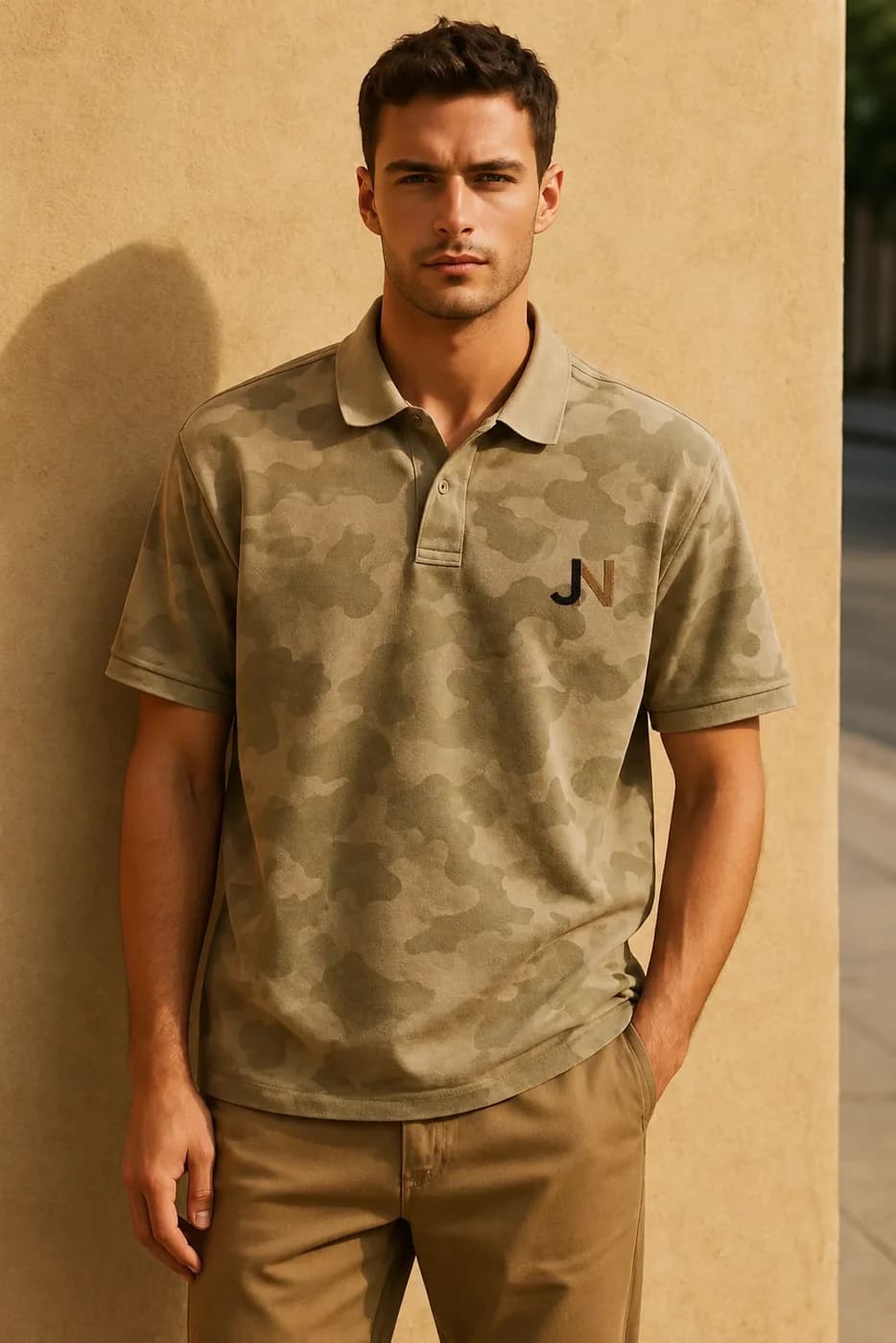 Loose Fit Camo Print polo shirt from the Polos edit.